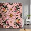1pc Bohemian Floral & Botanical Shower Curtain with 12 Hooks - Pink Bath Curtain, Machine Washable, Full Coverage for bathtub,