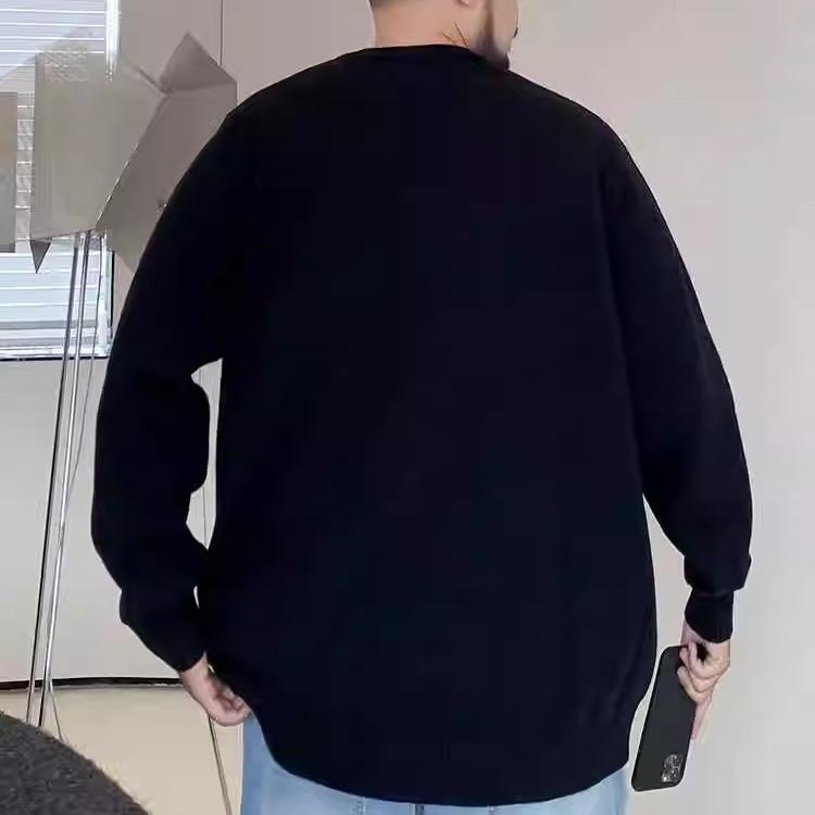 Tegneseriemønster Stor Størrelse Herre Lett Fukttransporterende Strikket Skjorte - Rund Hals Løs Passform Mote Trendy Fortykket Varme