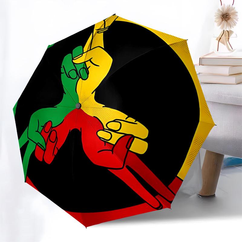 1 Stück Rasta Handzeichen Automatischer Regenschirm | Tragbar Faltbar 8 Speichen Manuell Öffnend, Süßes Halloween & Weihnachtsgeschenk für Draußen, Lässiges Accessoire, Langlebig C