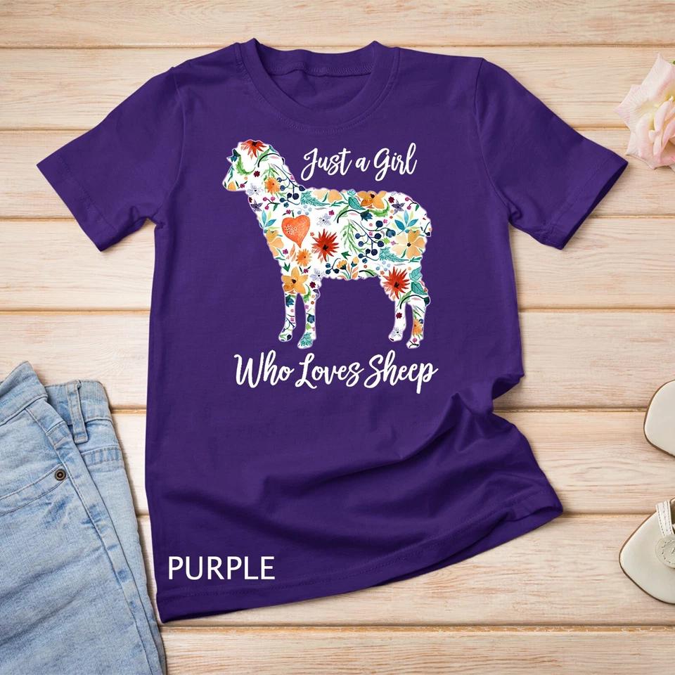 JUST A GIRL WHO LOVES SHEEP cute funny design for women gift Unisex T-shirt 8 M