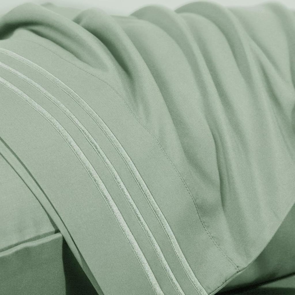 CozyLux 2 Pack - Queen Size 20x30 Inch Sage Green Microfiber Pillowcases with Envelope Closure, Soft and Breathable