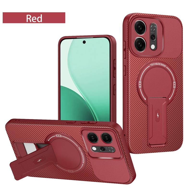 Carbon Fiber Pattern Armor Case For OPPO Reno 14 Pro Reno14 5G Cover Magnetic Wireless Chraging Fold Stand Shell Fundas
