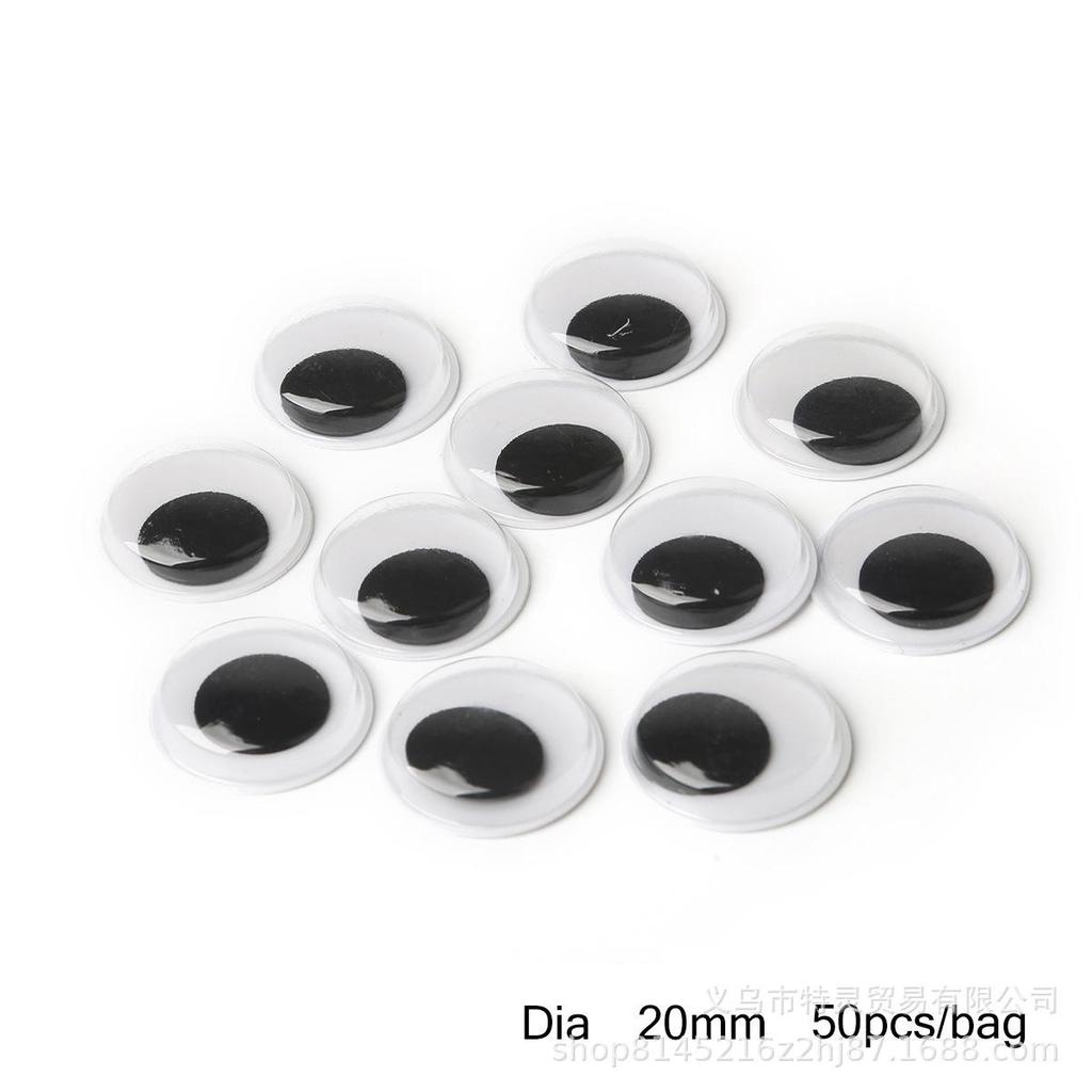 Pre-made DIY Toy Animal Accessories: Adhesive Black and White Moving Eyes for Kids