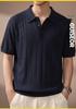 Men’s Luxury Textured Knit Polo Shirt – Ice Silk Short-Sleeve with Lapel