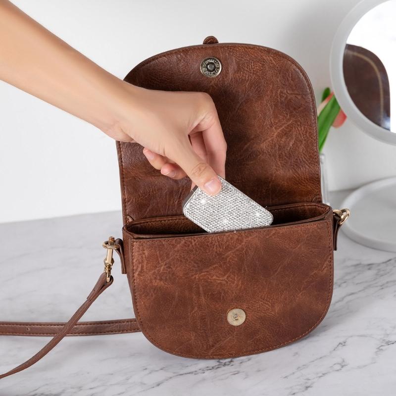 Metal Storage Holder With Glittering Diamonds Smooth Sliding Cover Designs Storage Stylish Accessory