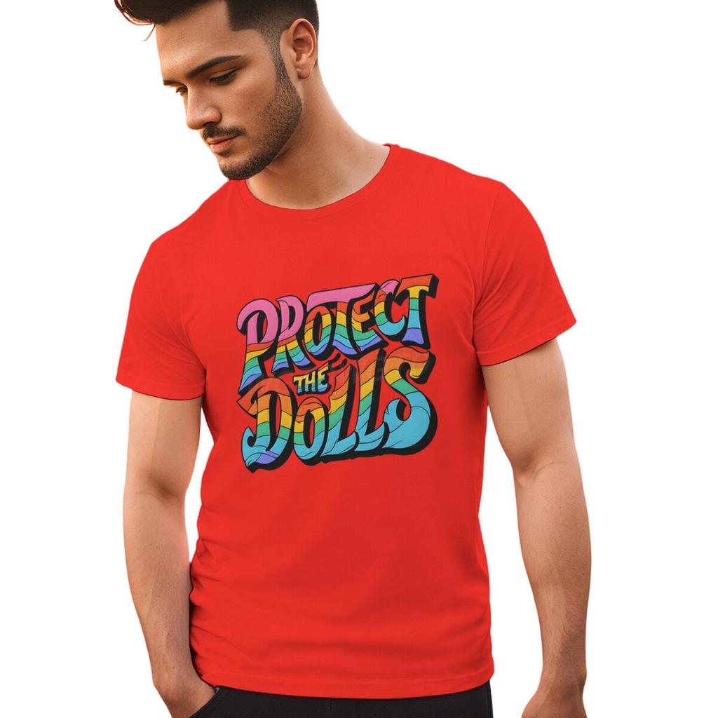 Protect The Dolls Print Tshirts For Men Summer Fashion Casual Tee Shirts Short Sleeve Round Collar Men Tops Streetwear Tops