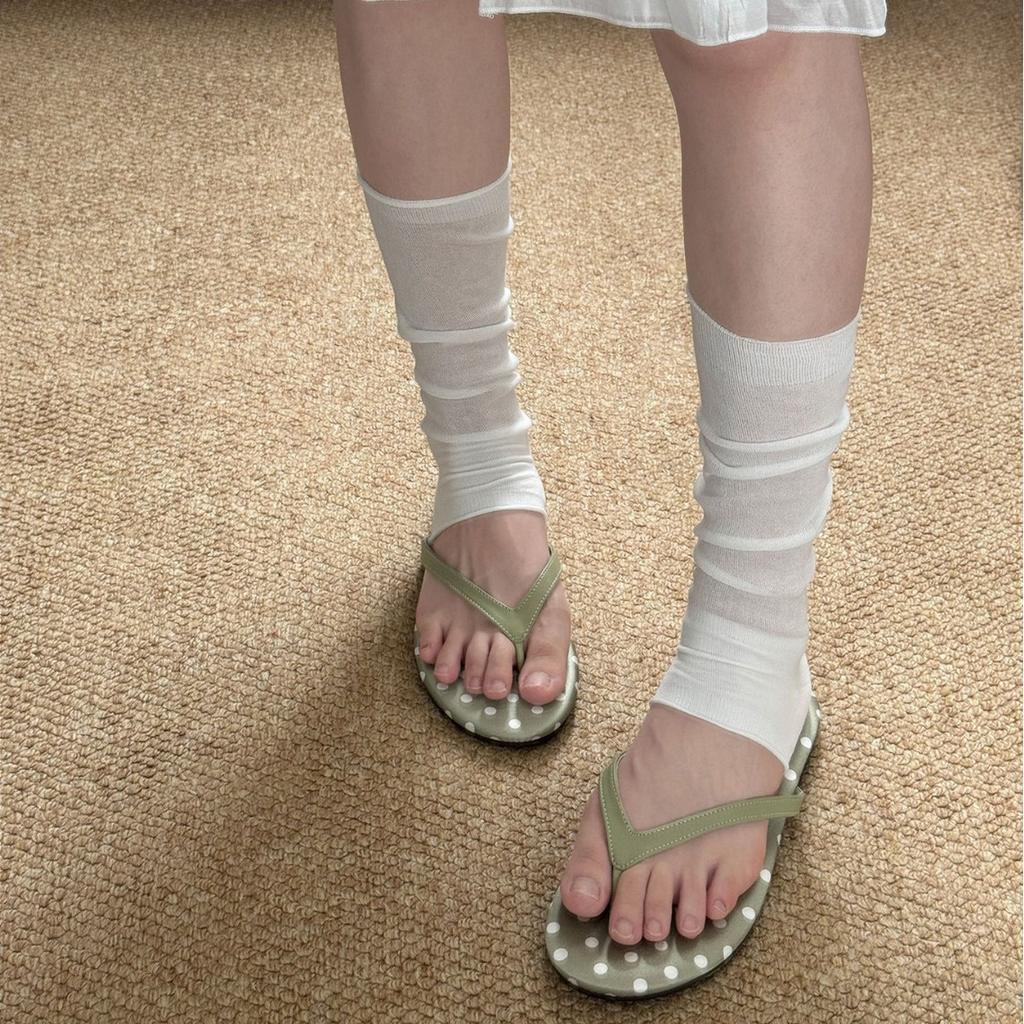 Miu Series Foot-Stepping Calf Socks Women'S Cold And Breathable Summer Stacking Socks Ballet Wind Curling Versatile Half-Leg Cover