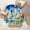 Soccer Fun Bluey Personalized Name Blanket Throw Customizable Blanket Comfortable Versatile for Living Room Seaside Sofa Picnics Ideal for All Seasons