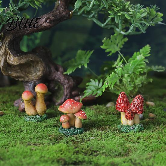 Home Decoration Mini Resin Mushroom Figurine Miniature Fairy Wild Garden Accessories