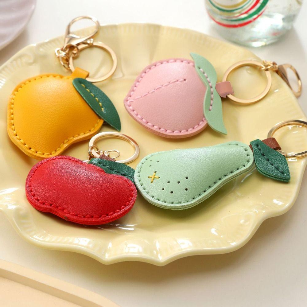 Cute Fruit Pendant Strawberry Bag Pendant Portable Leather Keychain  Gift