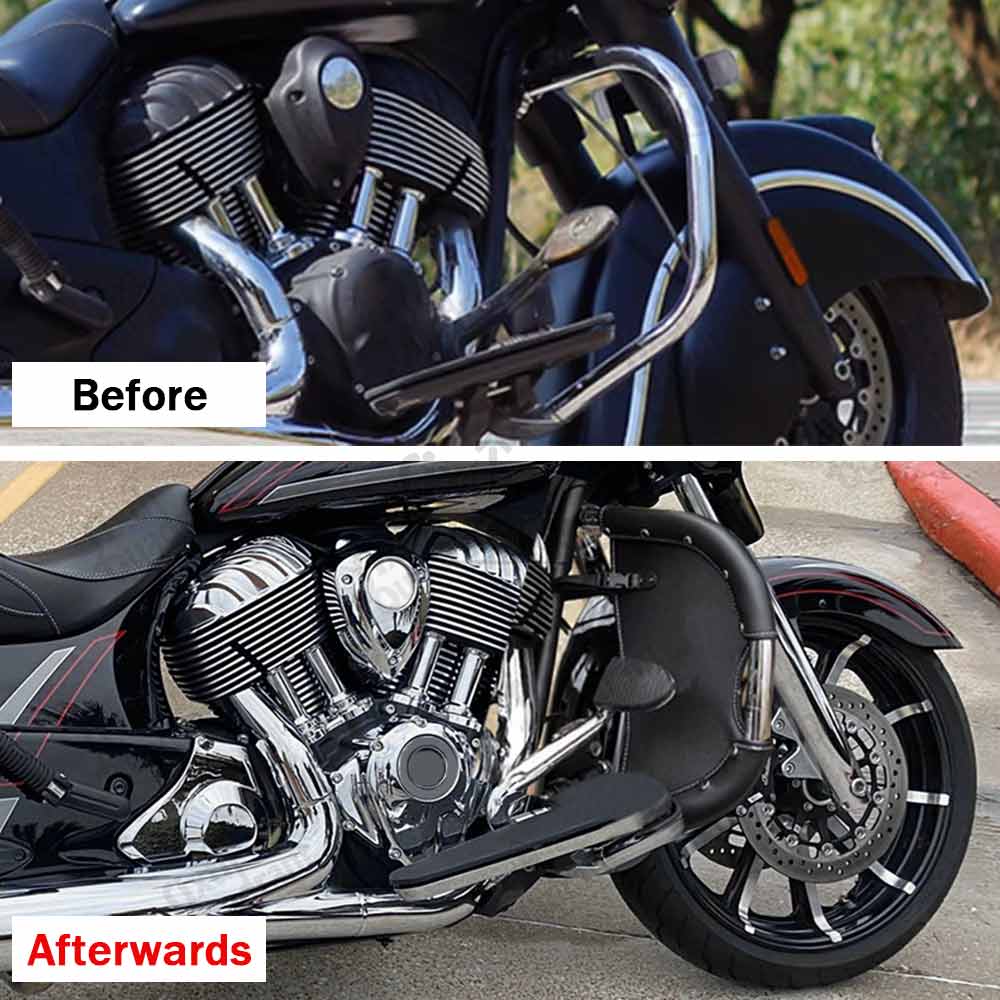 Motorcycle Accessories Lowers Chaps Leg Warmer Wind Deflectors Engine Guard Leather Bag Black Fit For Indian Chieftain 2014-2022