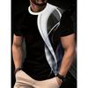 Men's Stylish Black Geometric Print T-Shirt - Short Sleeve, Crew Neck, 3D Design, Breathable Polyester, Ideal for Casual or Formal Wear