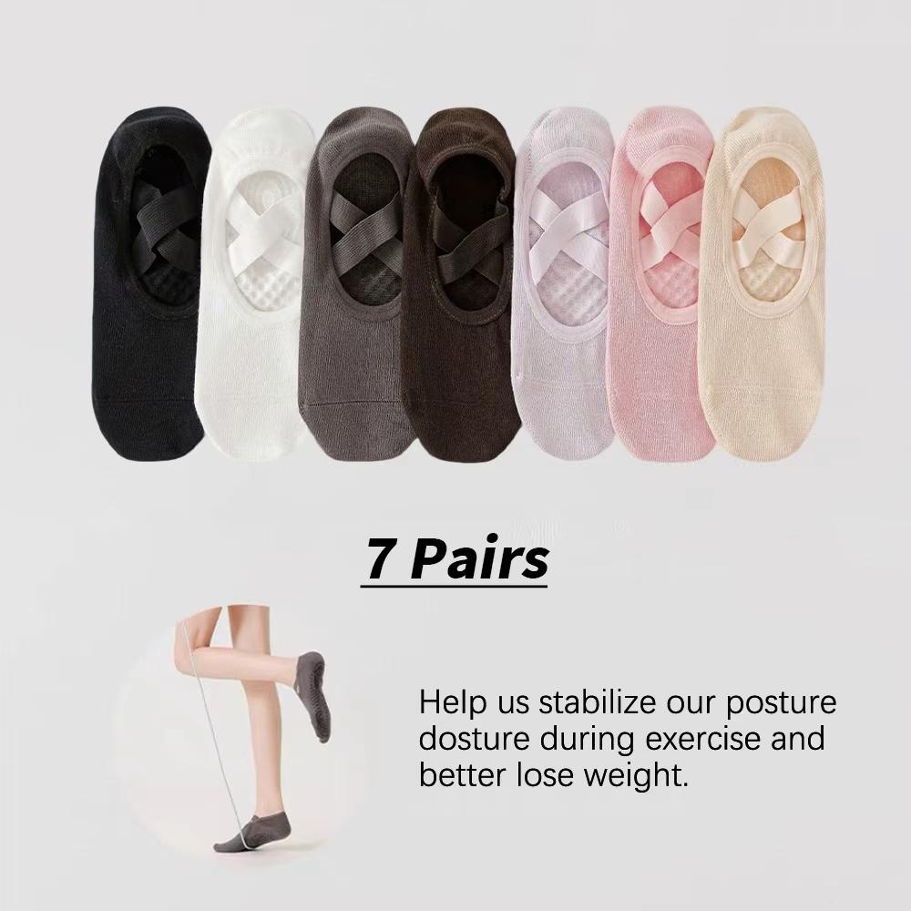Professional Women Yoga Sock Silicone Anti-slip Ballet Pilates Socks Women Backless Breathable Bandage Yoga Sport Sock