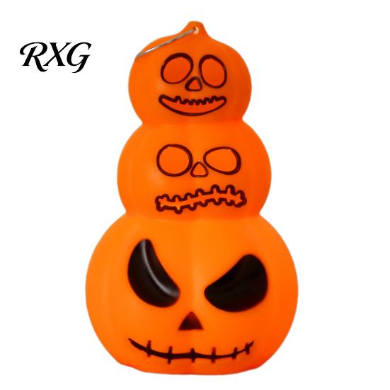 Pumpkin Table Lamp Halloween Stacking Light, LED Light-up Decoration for Festival Party, Glowing Hanging Ornament with Metal Ring Horror Light