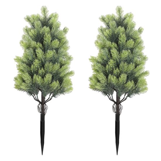 Artificial Cedar Topiary Tree with Stake Lifelike Faux Cedar Pines Christmas Tree UV Resistant Simulated Shrubs for Front Porch Outdoor Decor