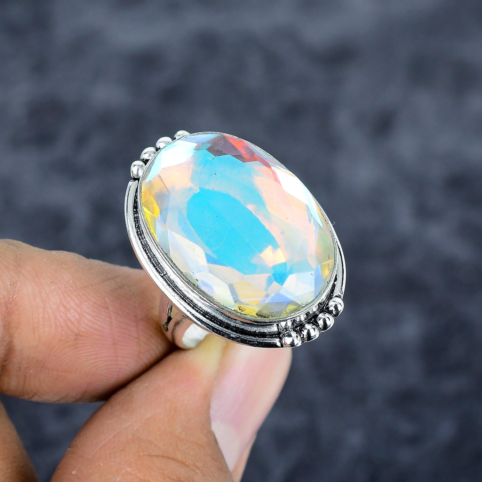 

Mystic Pink Topaz Gemstone 925 Sterling Silver Jewelry Ring Size 8.5 M-2786