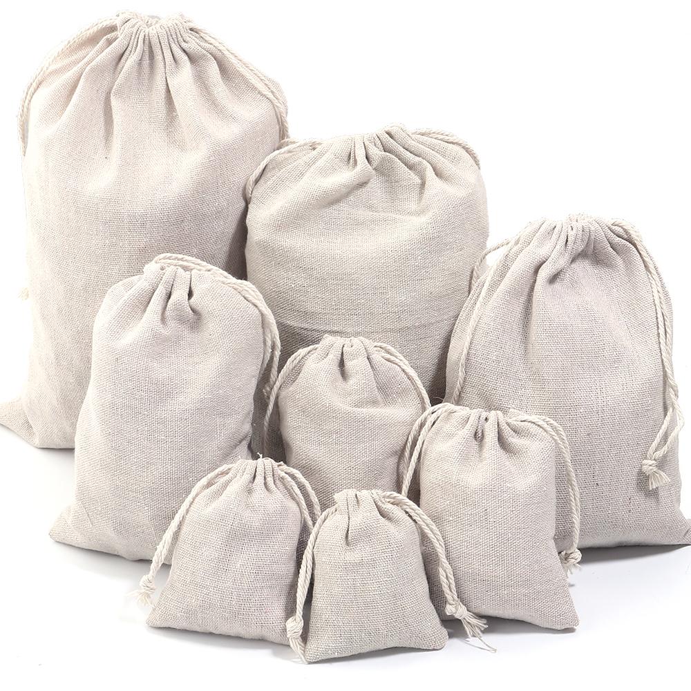5/10pcs Linen Drawstring Bags Jute Pocket Gift Bags For Home Wedding Party Gift Packaging Pouches DIY Candy Biscuit Storage Bags