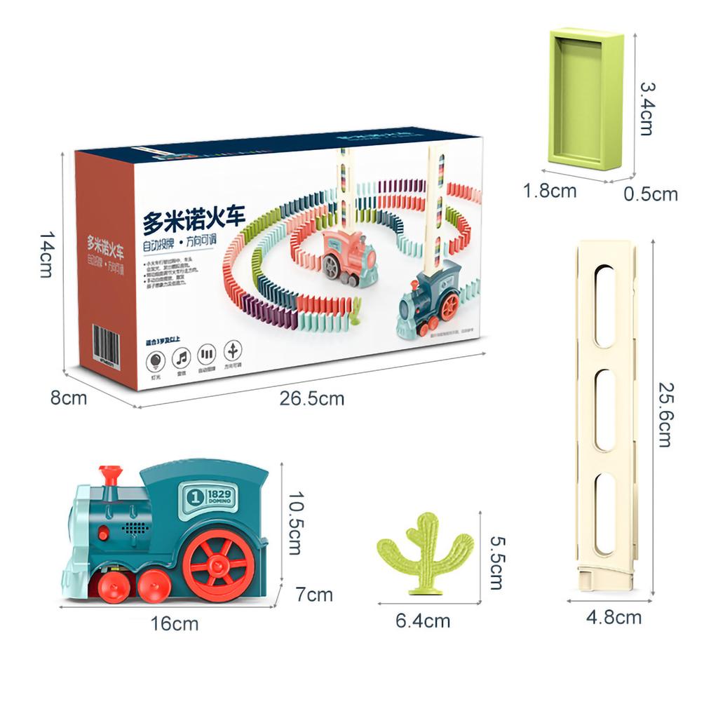 Domino Train Blocks Set Electric Train Model Auto Drop Building Blocks Educational and Fun Children