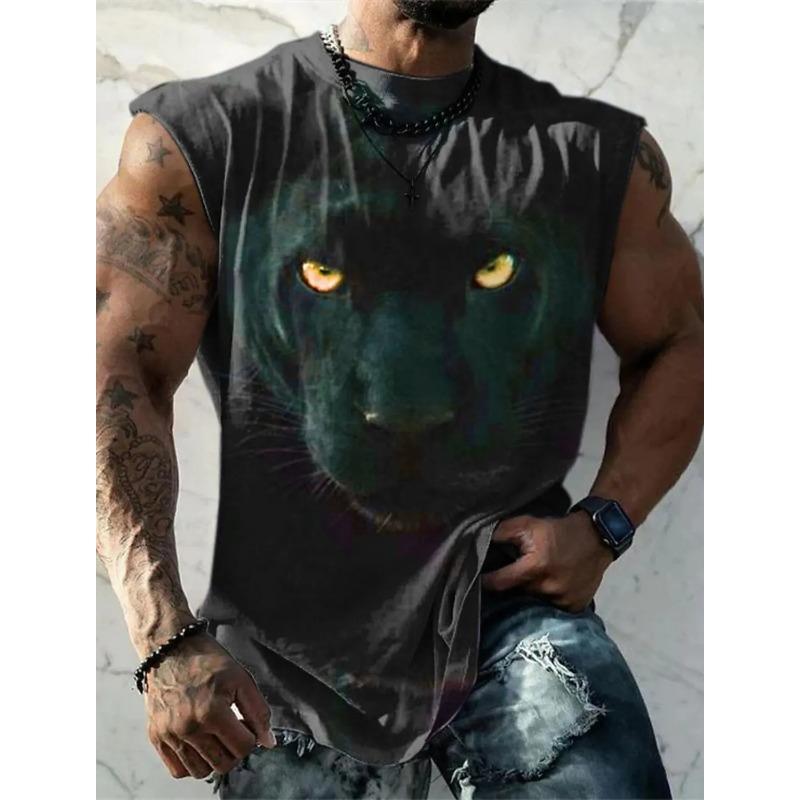 Weste für Herren mit Aufdruck „Goldener Löwe“, ärmellos, Rundhalsausschnitt, 3D-Druck, für jeden Tag, Sport, Fitness, Modedesign, S-6XL