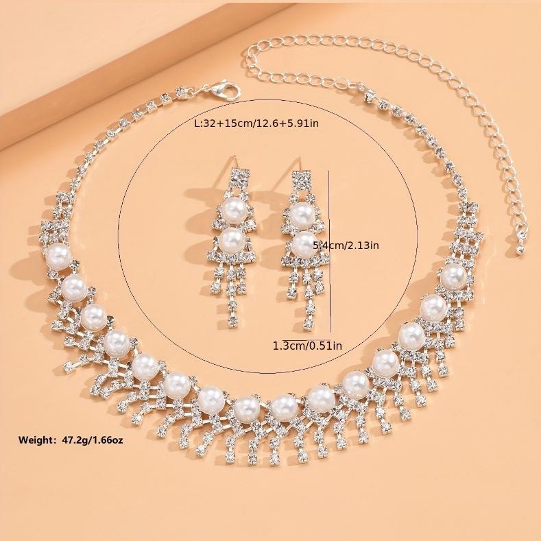 Bridal Jewelry Set Fashion Claw Chain Rhinestone Necklace Earrings Set Women'S Dinner Dress Clavicle Chain