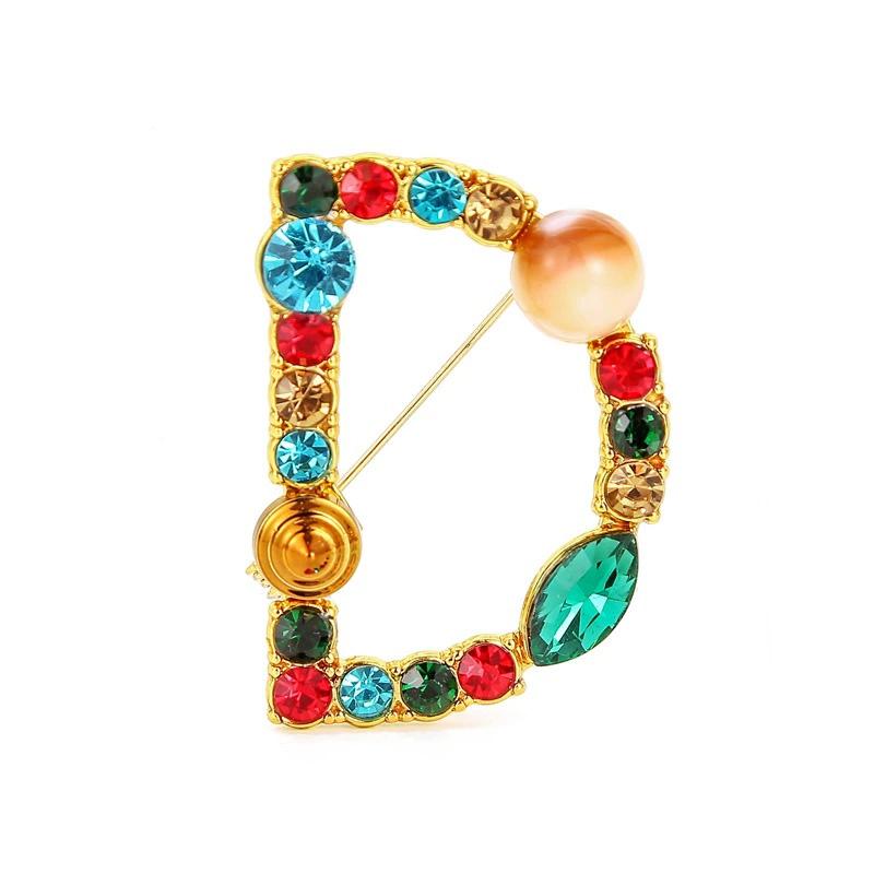1PC 26 Letters Colorful Jewelry Gifts for Women Alphabet Brooch A-Z Rhinestone Letter Pin