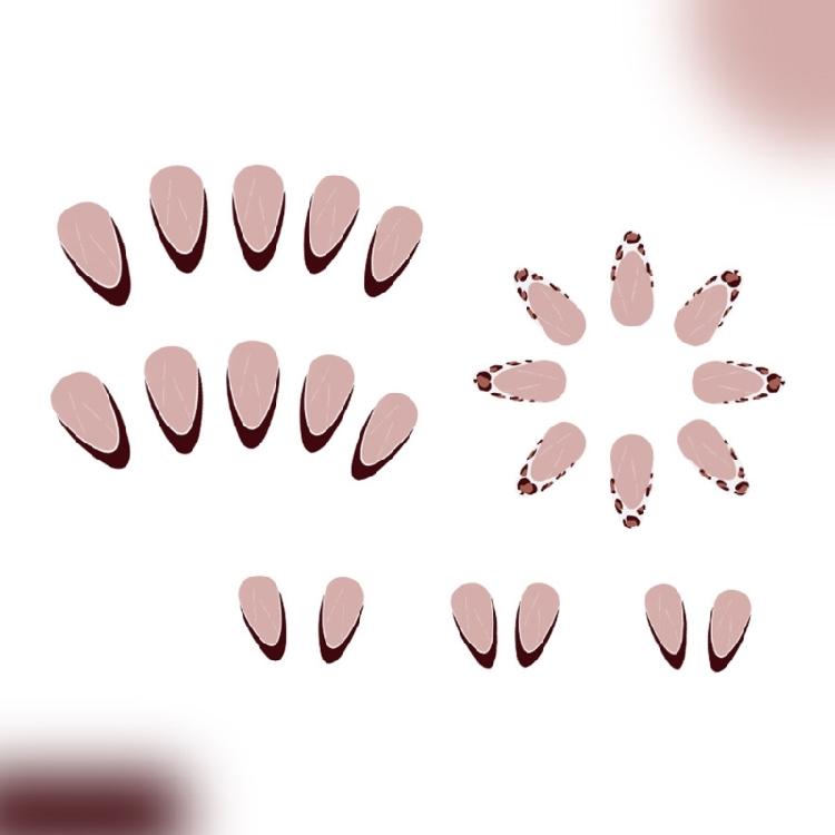 24 יחידות ציפורניים מלאכותיות שקדים להדבקה על הציפורן, קצה צרפתי, ציפורניים לחיצה, ציפורניים מלאכותיות להדבקה לנשים וילדות