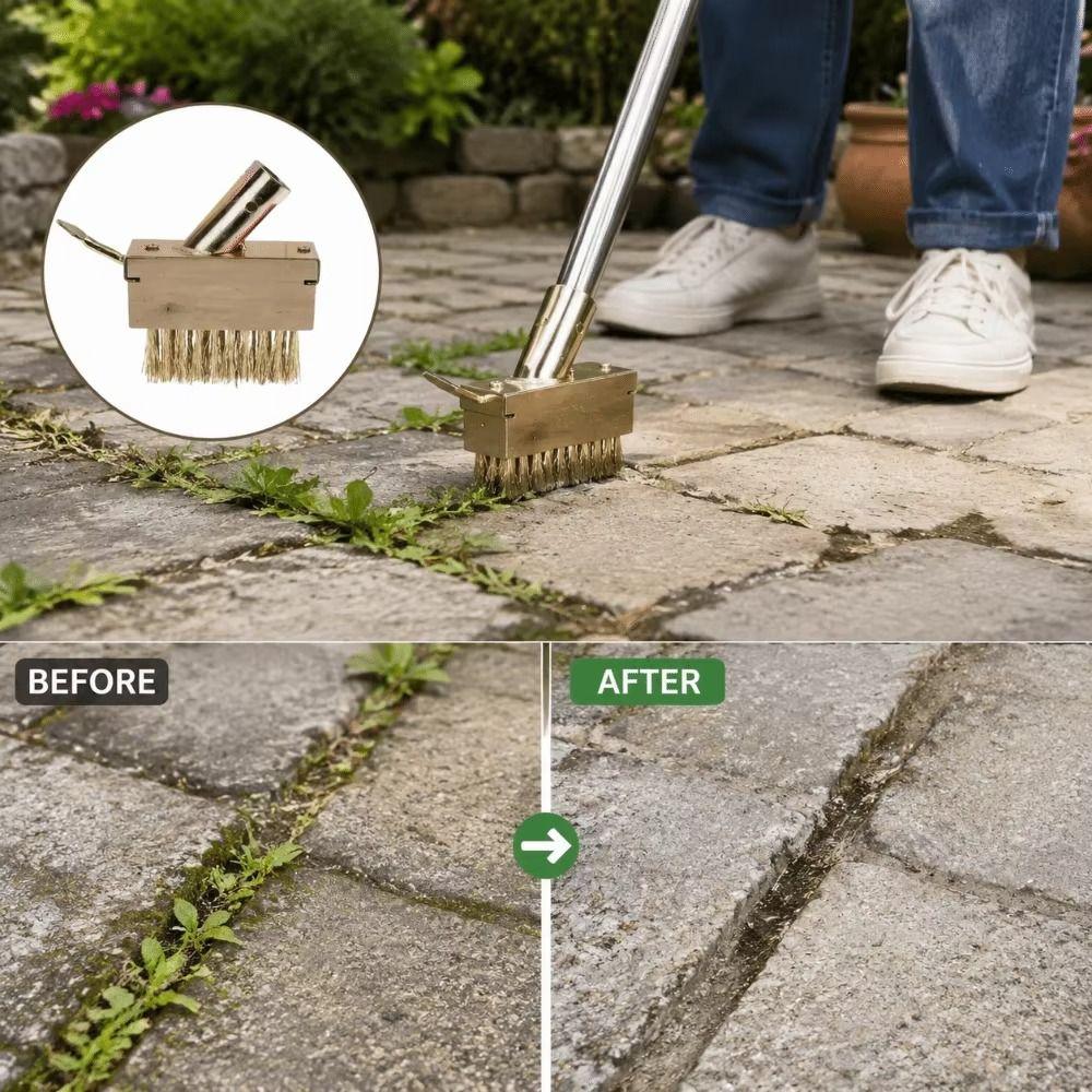 Long Handle Weeding Brush Steel Wire Bristles Scratch Brush Weed Remover Professional Use