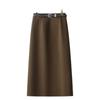 Women's Gray Wool A-line Midi Skirt - High Waist, Slimming, Professional Winter 2024
