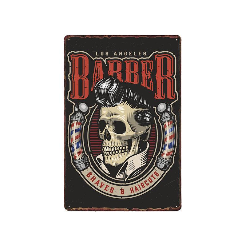 Hohappyme Vintage Barber Shop Metal Signs Barbershop Poster Bar Pub Retro Plaque Haircut and Shave Beard Iron Plates 20x30 Cm