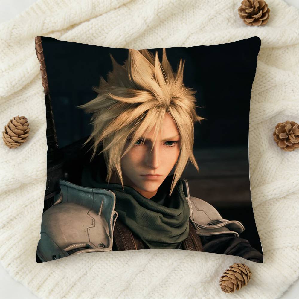 Games Figure Tifa Cloud Strife Double-Sided Printed Square Decorative Cushion Cover For Sofa Living Room Home Decor