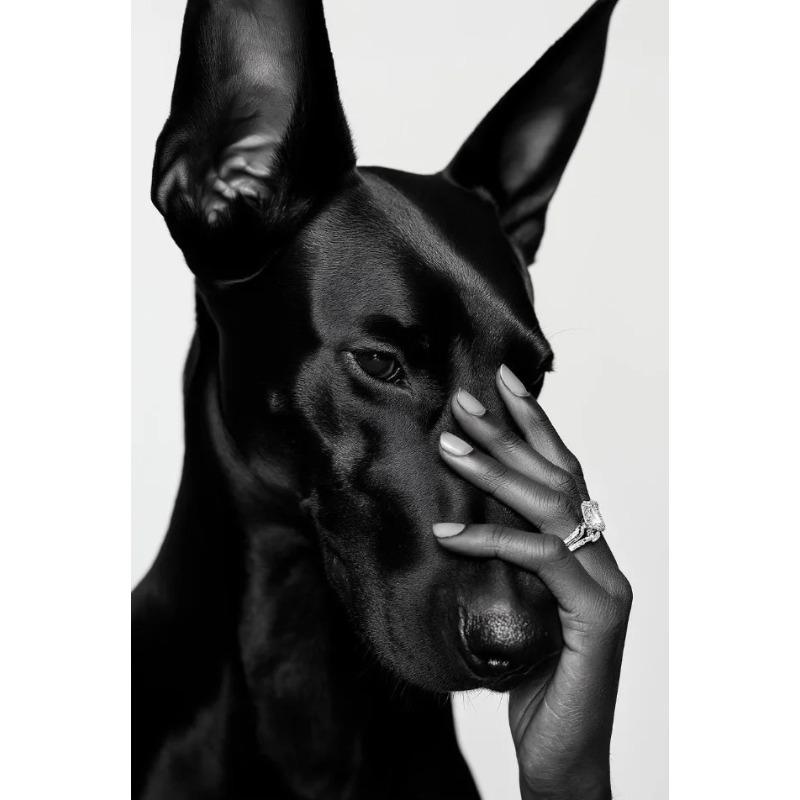 Luxury Fashion Doberman Sexy Woman Black White Posters and Prints Canvas Printing Wall Art Picture for Living Room Home Decor
