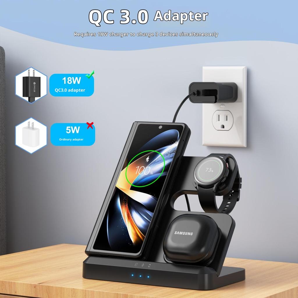 LJ-S80 Foldable Wireless Charger for Phone/Watch/Earbuds Magnetic Fast Charging Dock