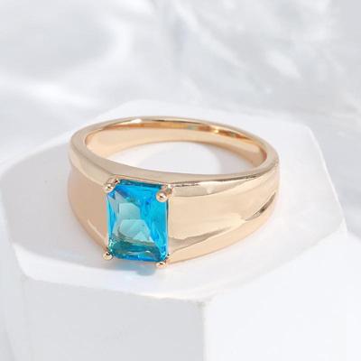 Minimalistische quadratische blaue Zirkonringe für Frauen, Roségoldfarben, Modeschmuck