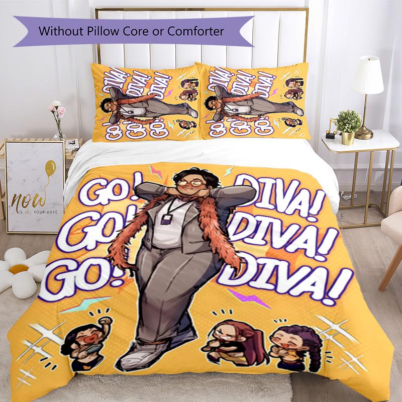KPOP Hunter 3pcs Bedding Set Duvet Cover Closure Includes 1 Duvet Cover & 2 Pillowcases for All Seasons Bedroom Home Dorm Decor