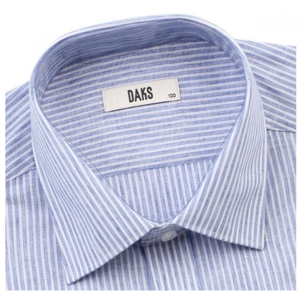 Daks 26 Year Ss Linen BlenD Stripe Summer Short Sleeve Regular Fit DreSs Shirt D