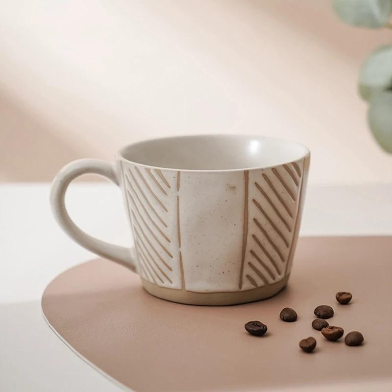 350ml Retro Ceramic Coffee Mug Milk Tea Cup Creative Irregular Design Porcelain Mug Oatmeal Breakfast Mug Water Cup Drinkware