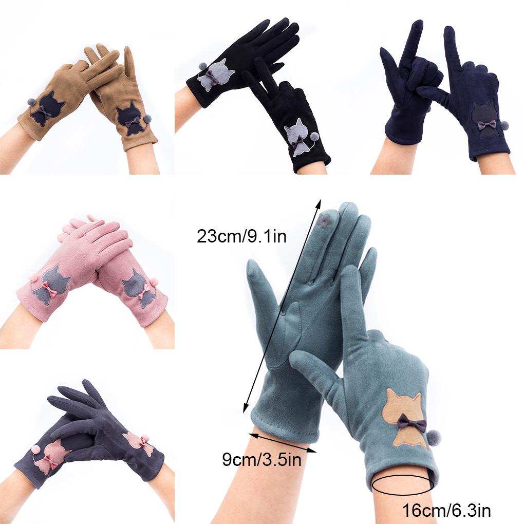 1 Pair Autumn Winter Women Gloves Thermal Screen Warm Motorcycle Riding Biking Hiking Fishing Skating Cycling Mittens