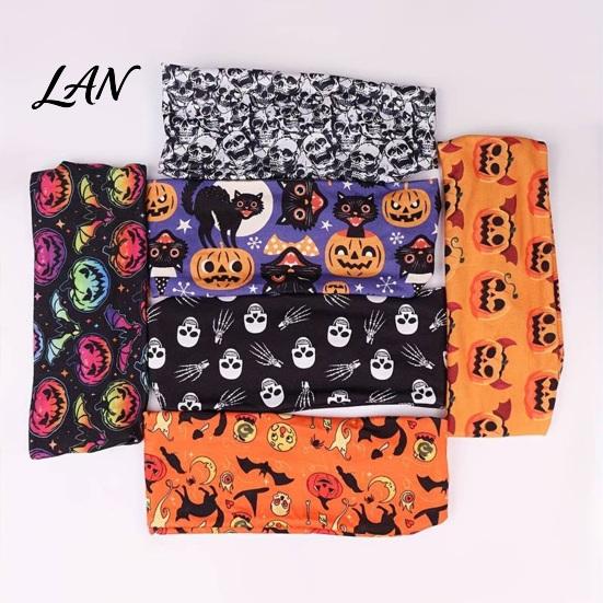 Soft Knitted Headband Halloween Headbands for Women, Cute Pumpkin Ghost Bat Cat Skeleton Wide Hair Bands, Holiday Themed Sports Band Breathable