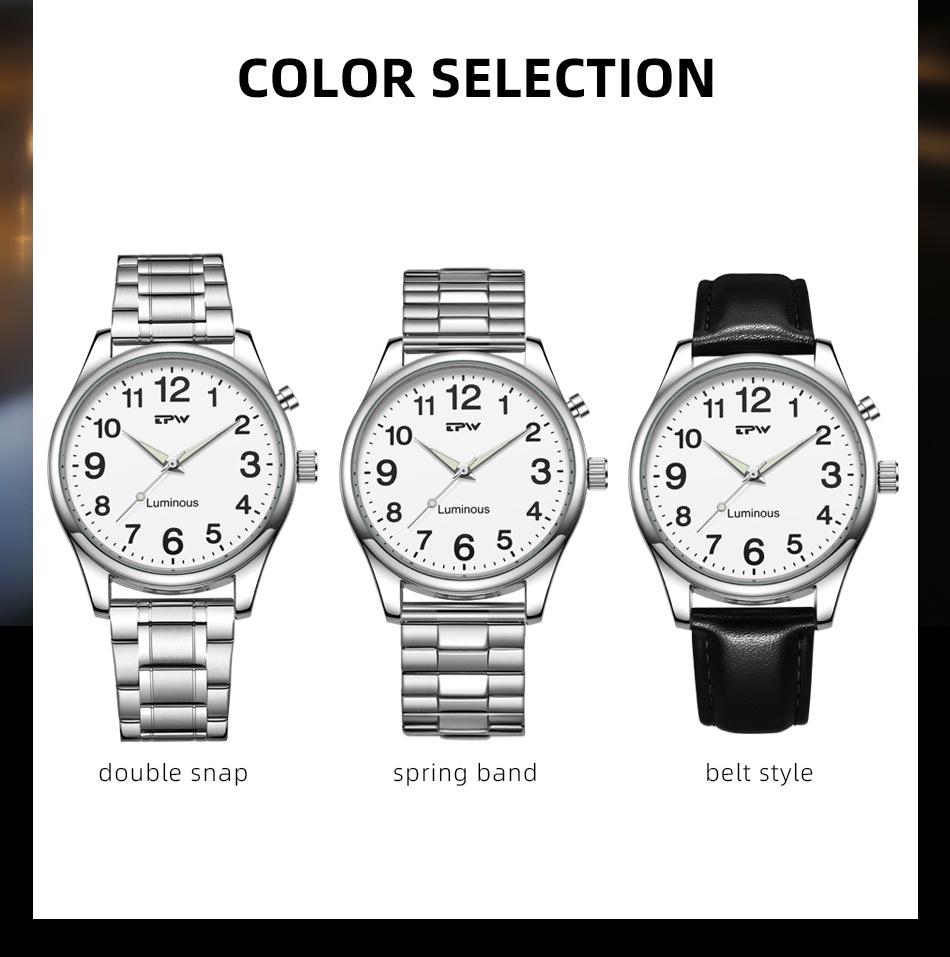 Large Dial LED Quartz Waterproof Business Watch for Elderly Men - Luminous and Stylish Timepiece