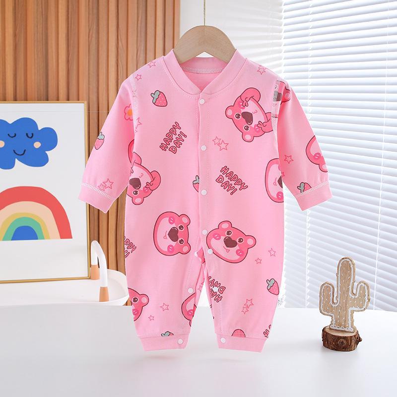 Combed Cotton Long-Sleeved Baby Romper for Newborns - Spring & Autumn