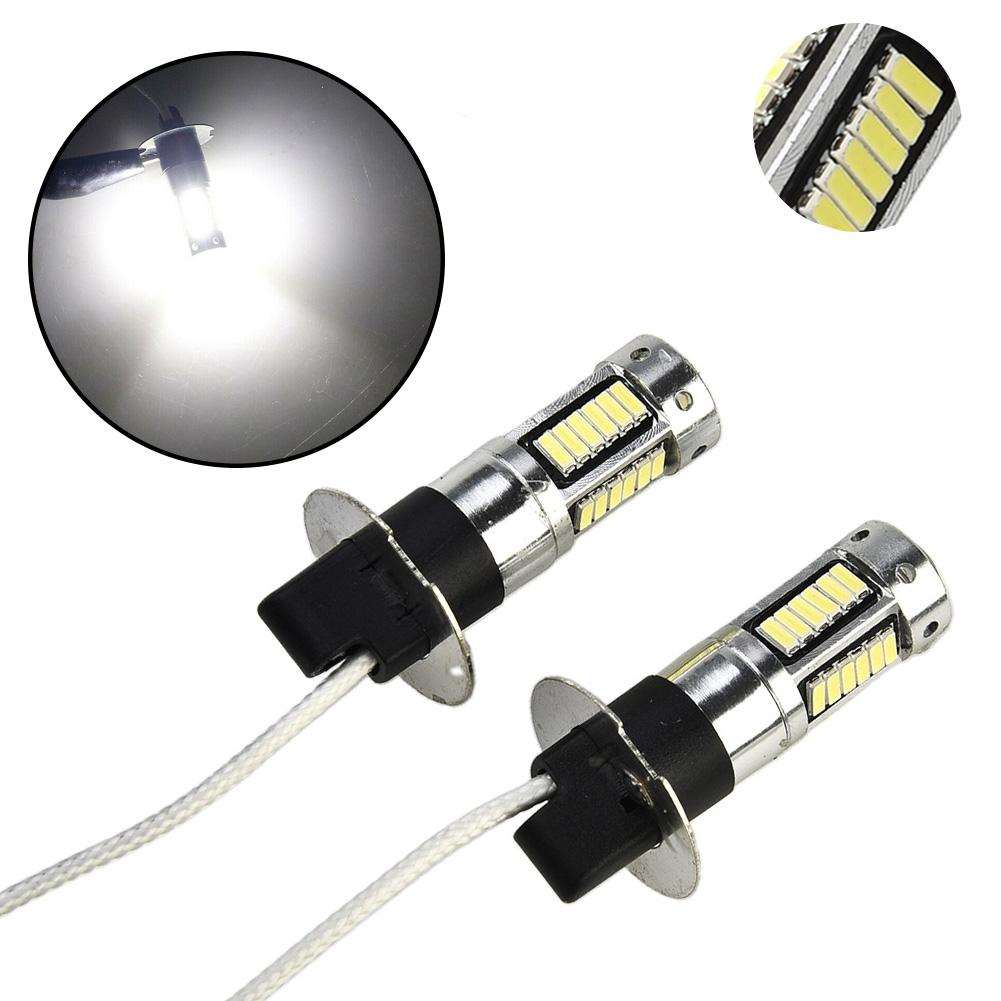 2pcs Car H3 LED Fog Lights High Power Lamps Daytime Running Light Bulbs Super Bright Canbus 6000K White Lamp Bulbs 7