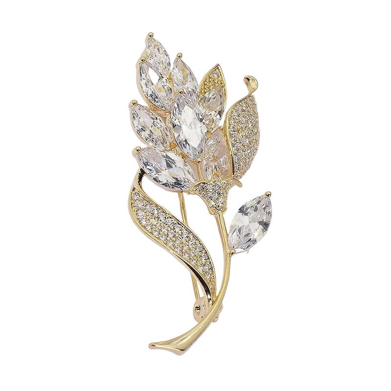 Vintage Luxury Purple Crystal Tulip Flower Brooches For Women Elegant Clothes Suit Accessories Brooch Pins Party Jewelry Gifts