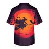 Men's V Neck Halloween Print Scrub Top with Chest Pocket Short Sleeve Medical Work Shirt for Healthcare Professionals and Caregivers