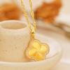 Luxury  Pure Gold Real Gold Lucky Grass Diamond Pendant Women's Necklace