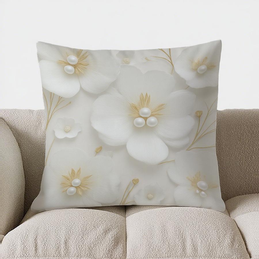 Home Decor Floral Pearl Accent Throw Pillow For Home Pattern Cushion Cover Suitable For Sofa Bedroom Car Pillow Cover