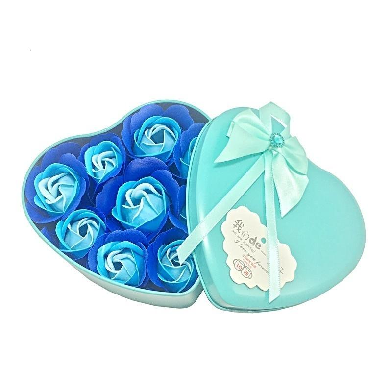Heart Scented Bath Body Petal Rose Flower Soap Heart Metal Box  Rose Flower Decor Gift Romantic