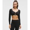 RiBBed Nulu Long Sleeve Bra Top  Light Support  B C Cup BlaCk