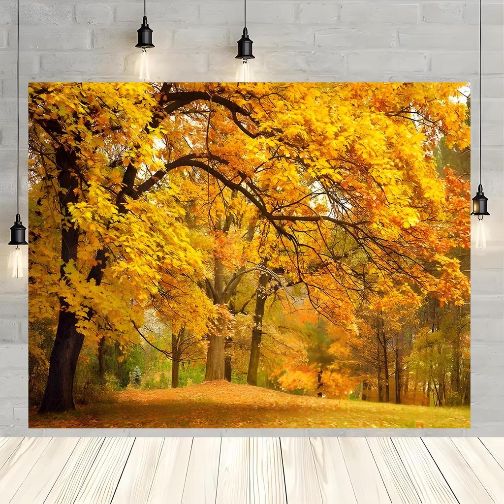 2D Plane, 1 Piece of Vibrant Autumn Tree Background, Suitable for Home and Garden Decoration, Parties and Events