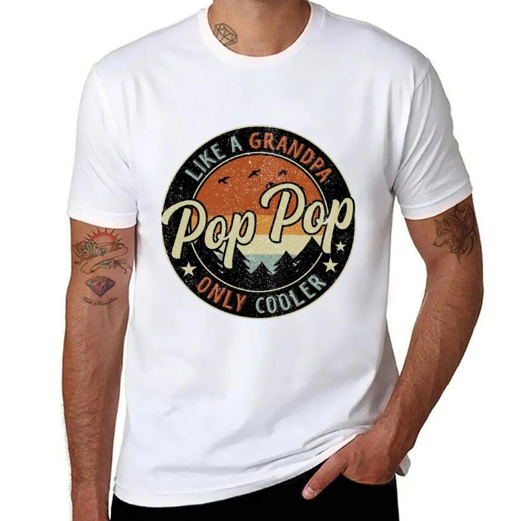 Pop Pop Like A Grandpa Only Cooler Vintage Retro T-Shirt customs design your own cute tops blue archive sweat shirts, men