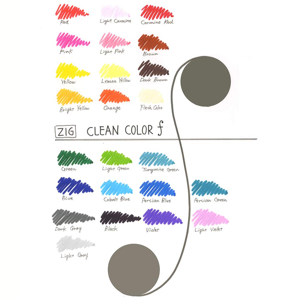 Kuretake Water-Based Pens ZIG Clean Color f TCS-6000T/24V Set of 24 Colors